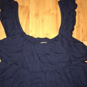 Express ruffle navy blue tank top